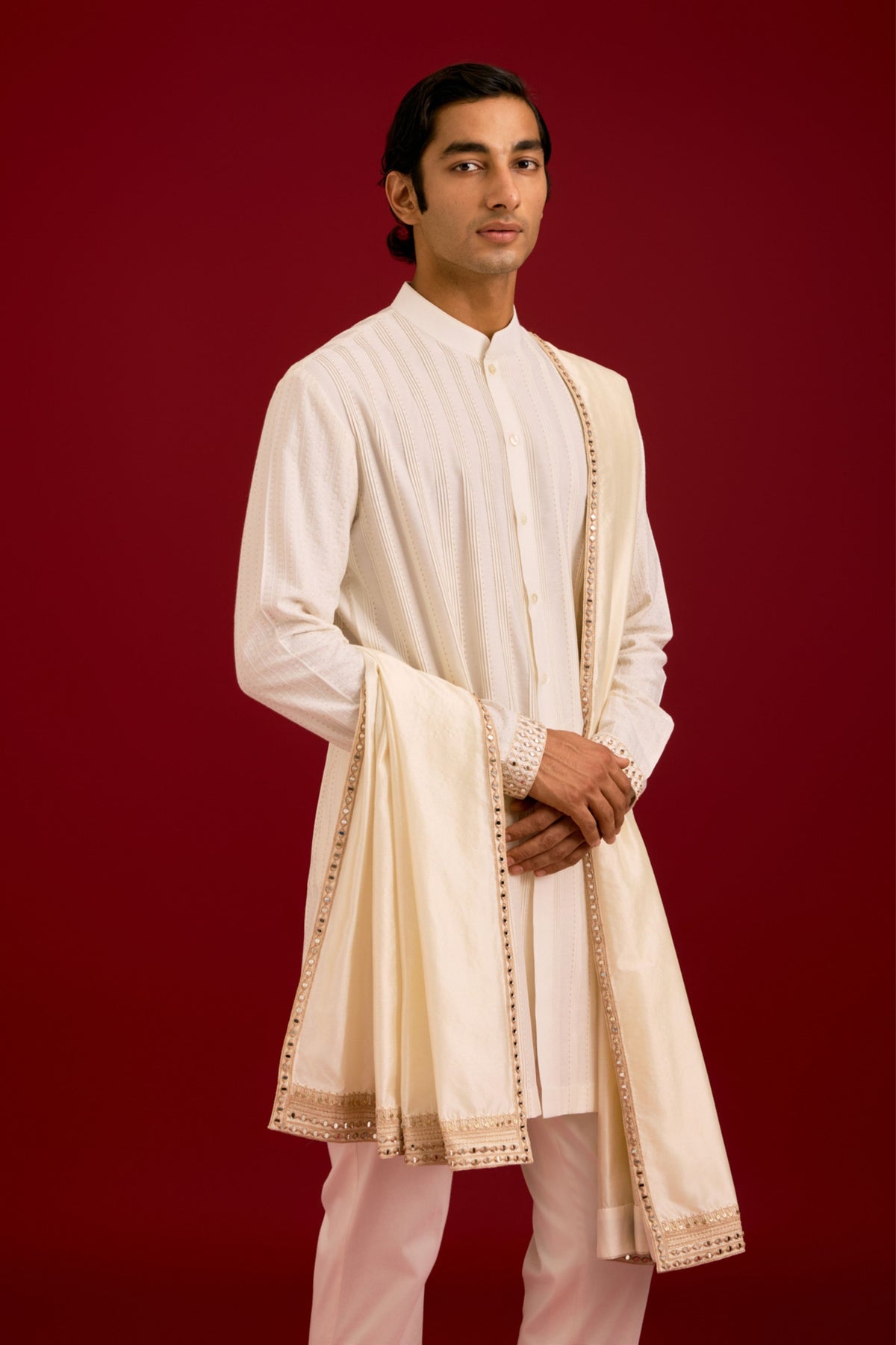 Ivory Chinniya Silk Stole