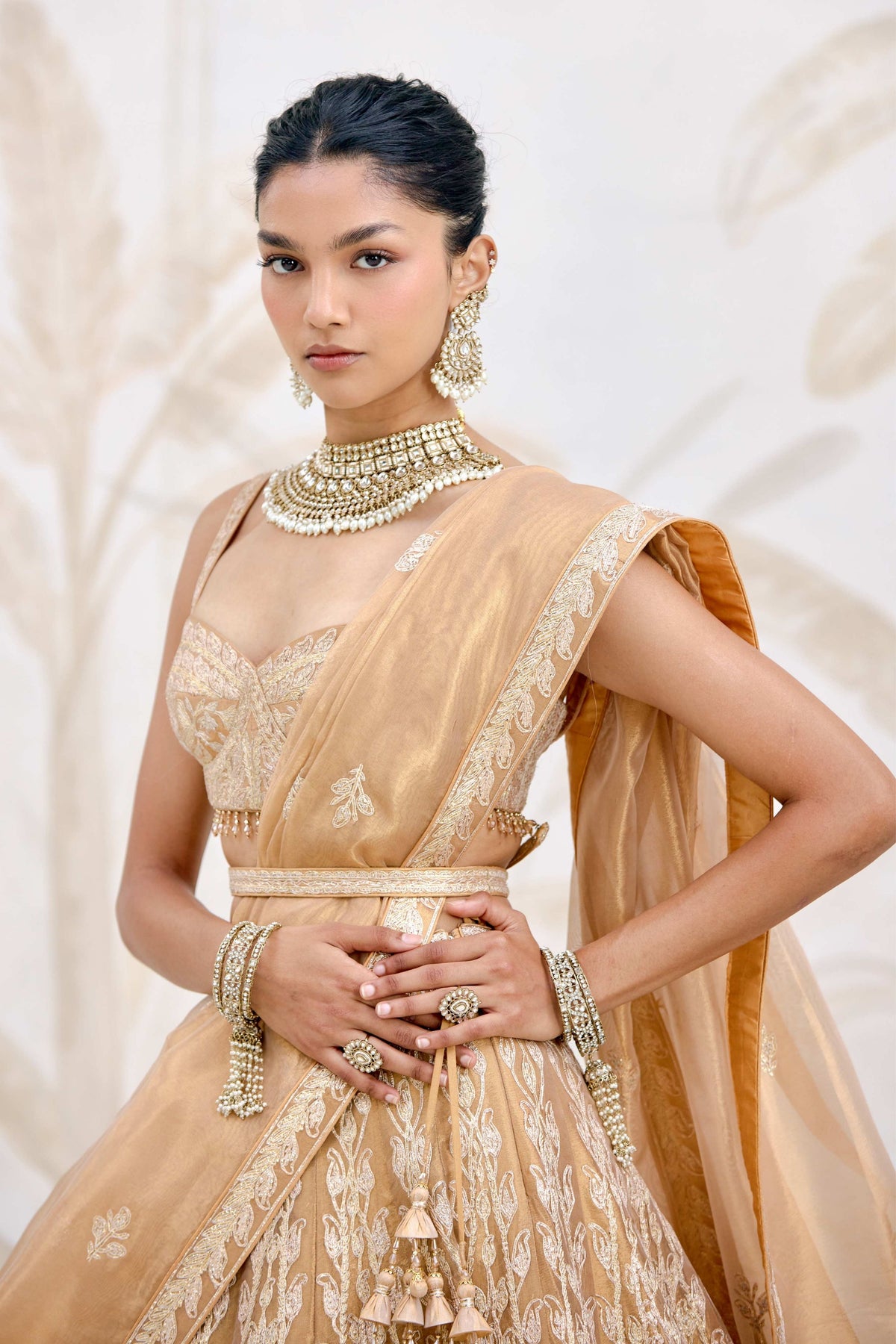 Gold Organza Lehenga Set