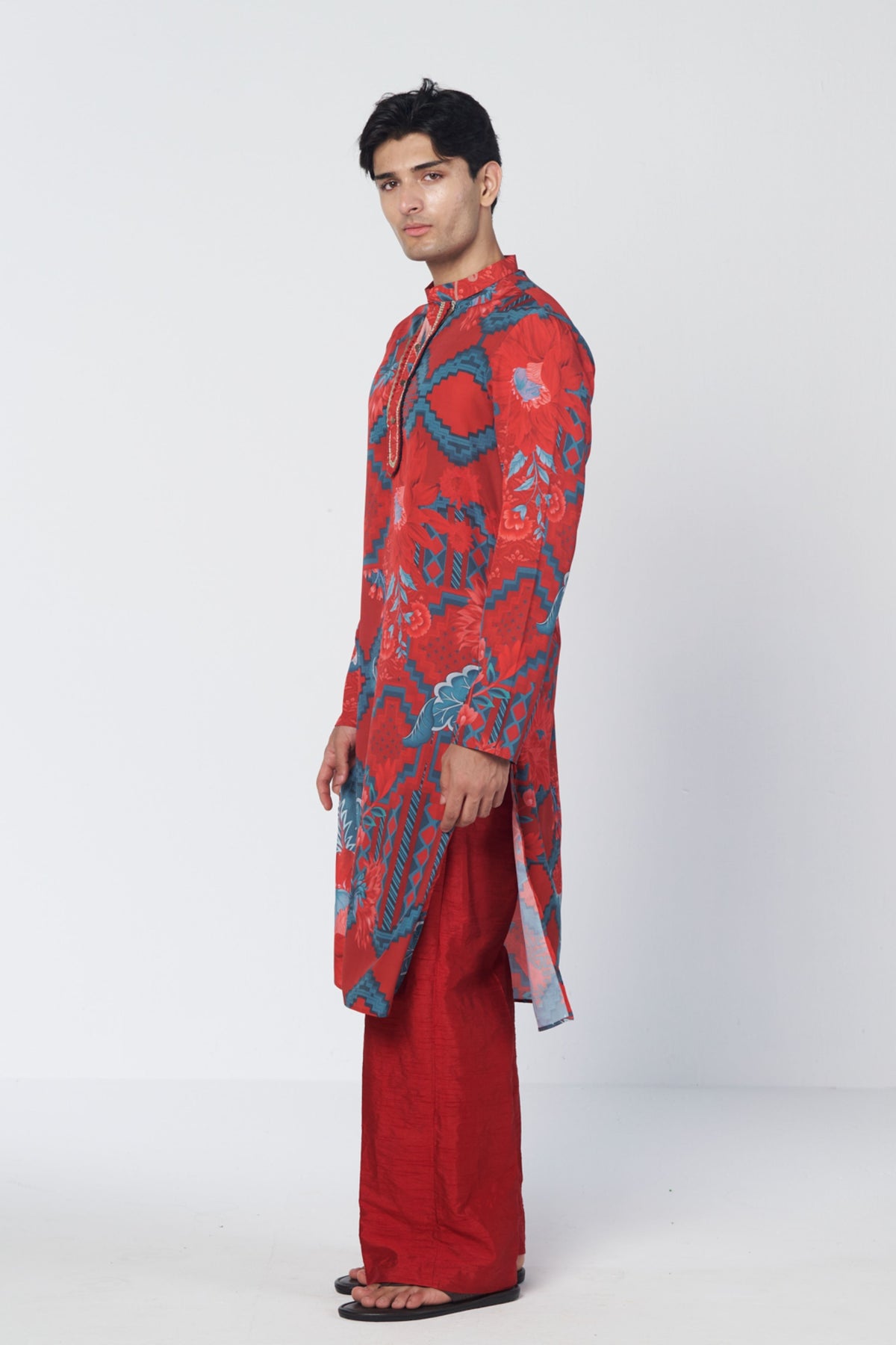 Red Mirage Kurta Set