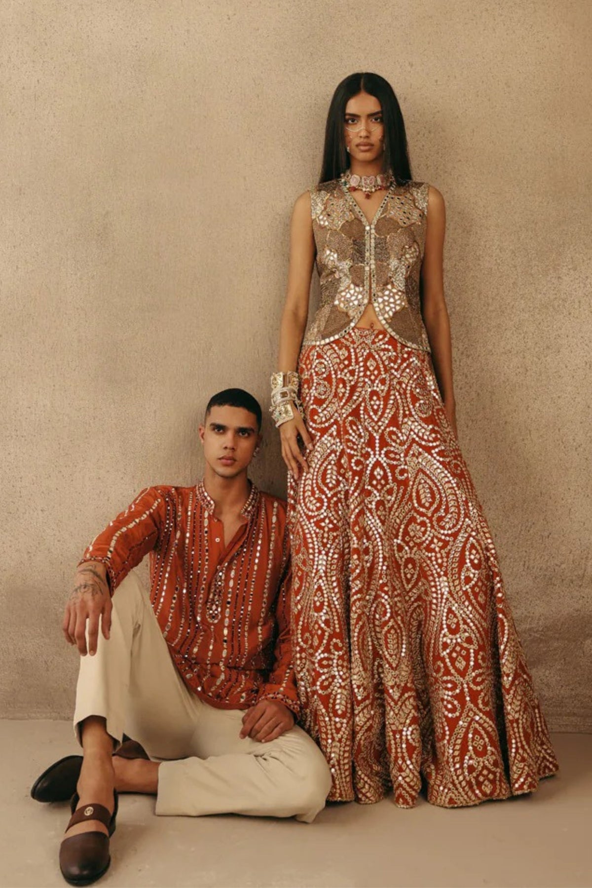 Rust Zari Lehenga Set