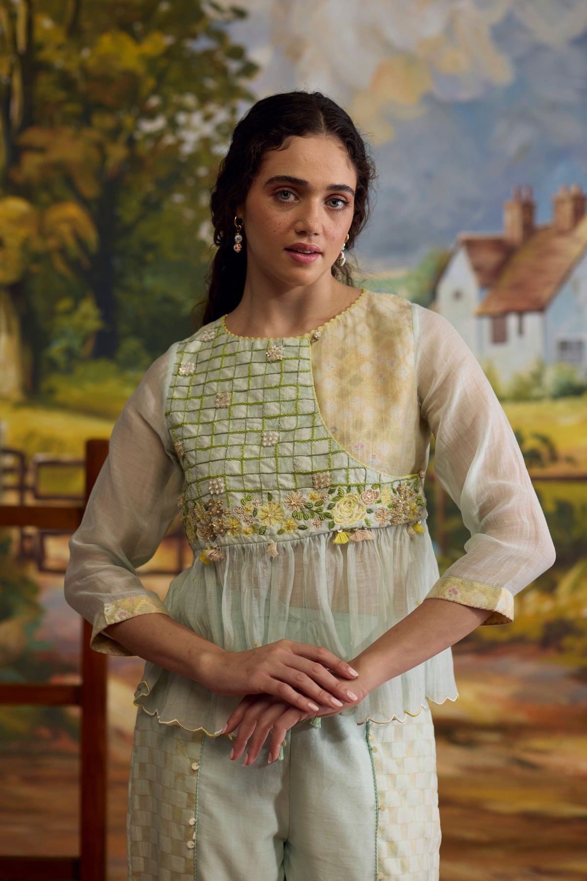 Meadow Chanderi Top