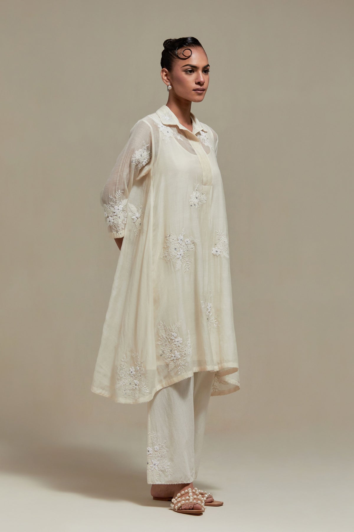 Off White Chanderi Kurta Set