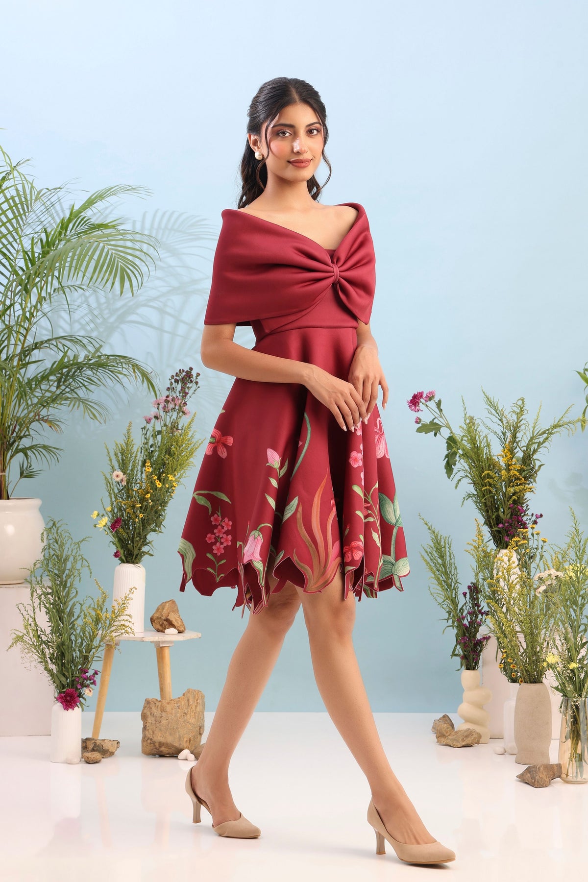 Short Printed Dress With Wrap