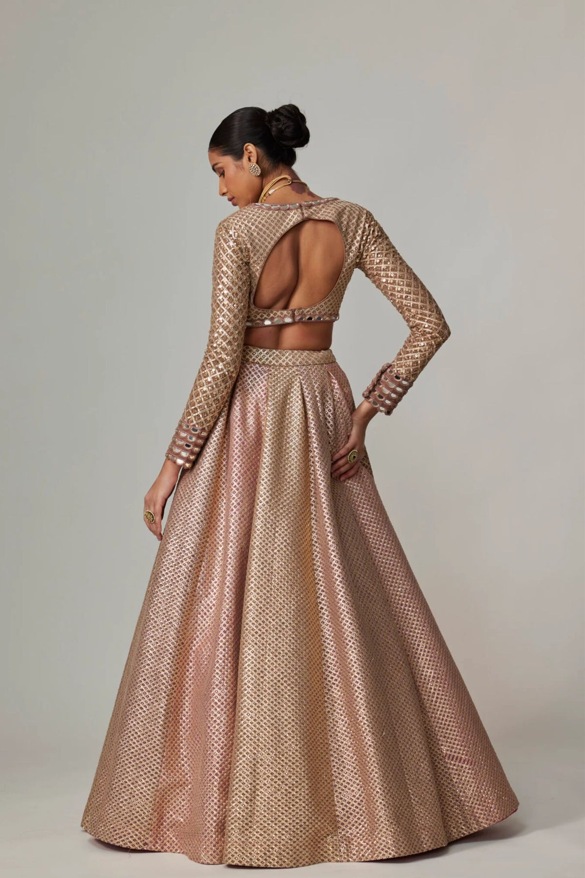 Deep Beige Multicolor Lehenga Set