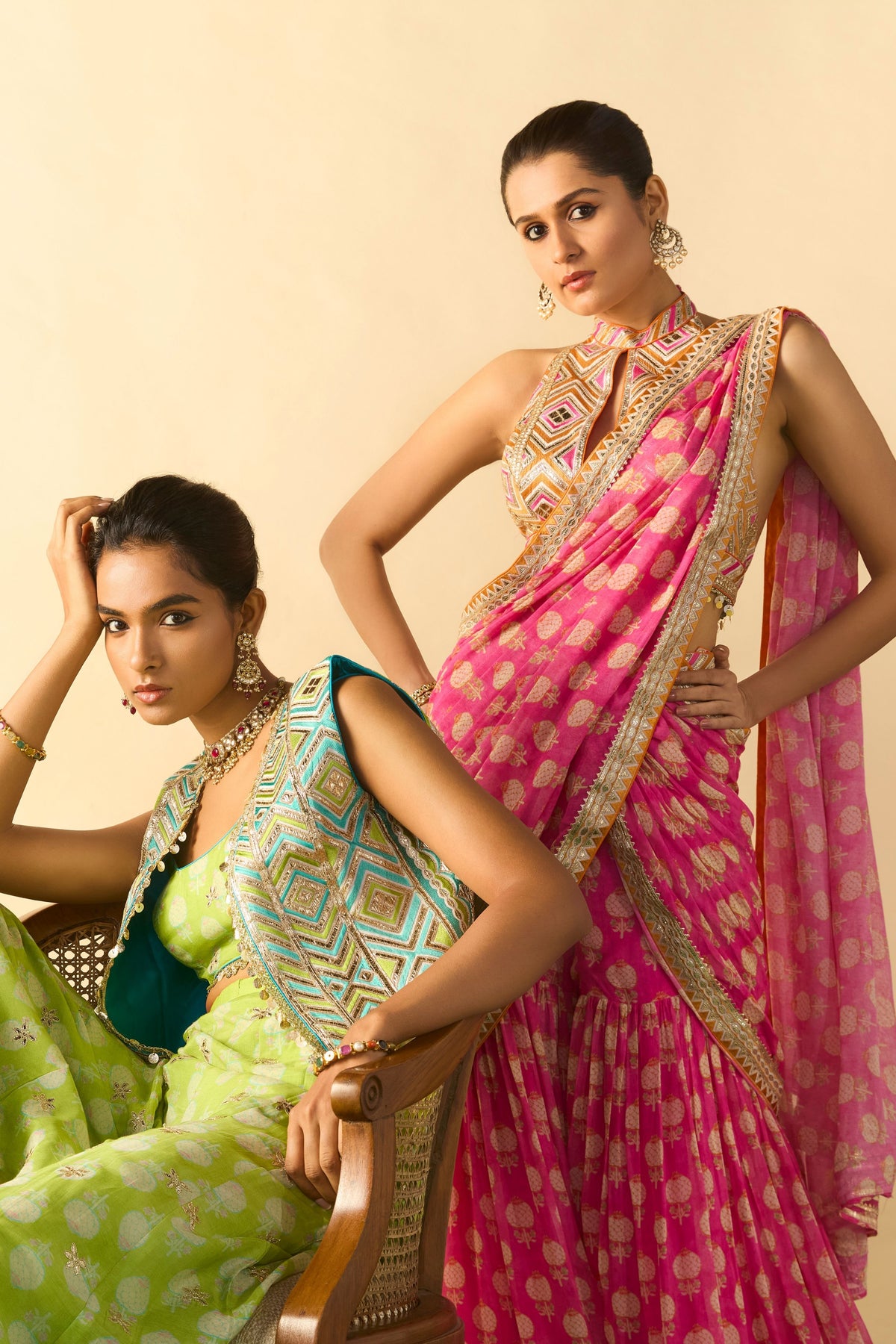 Labdhi Pink Draped Saree Set