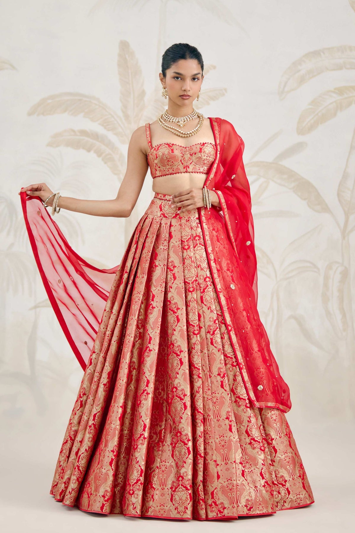 Ribbon Red Lehenga Set