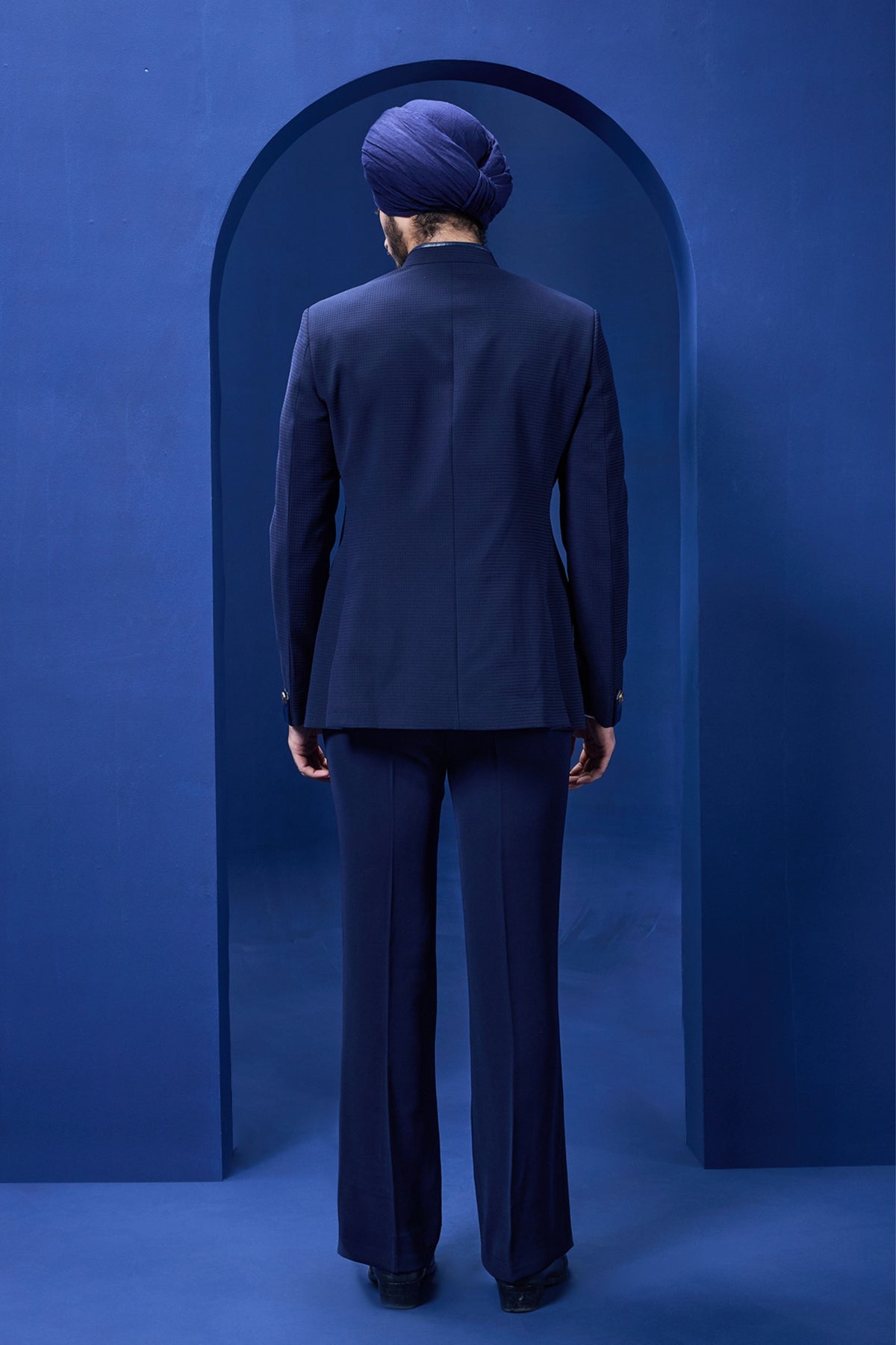 Navy Blue Suiting Bandhgala Set