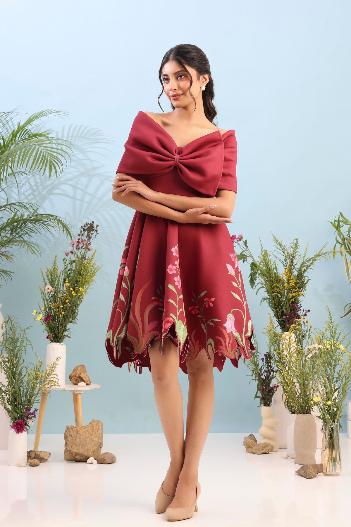 Short Printed Dress With Wrap