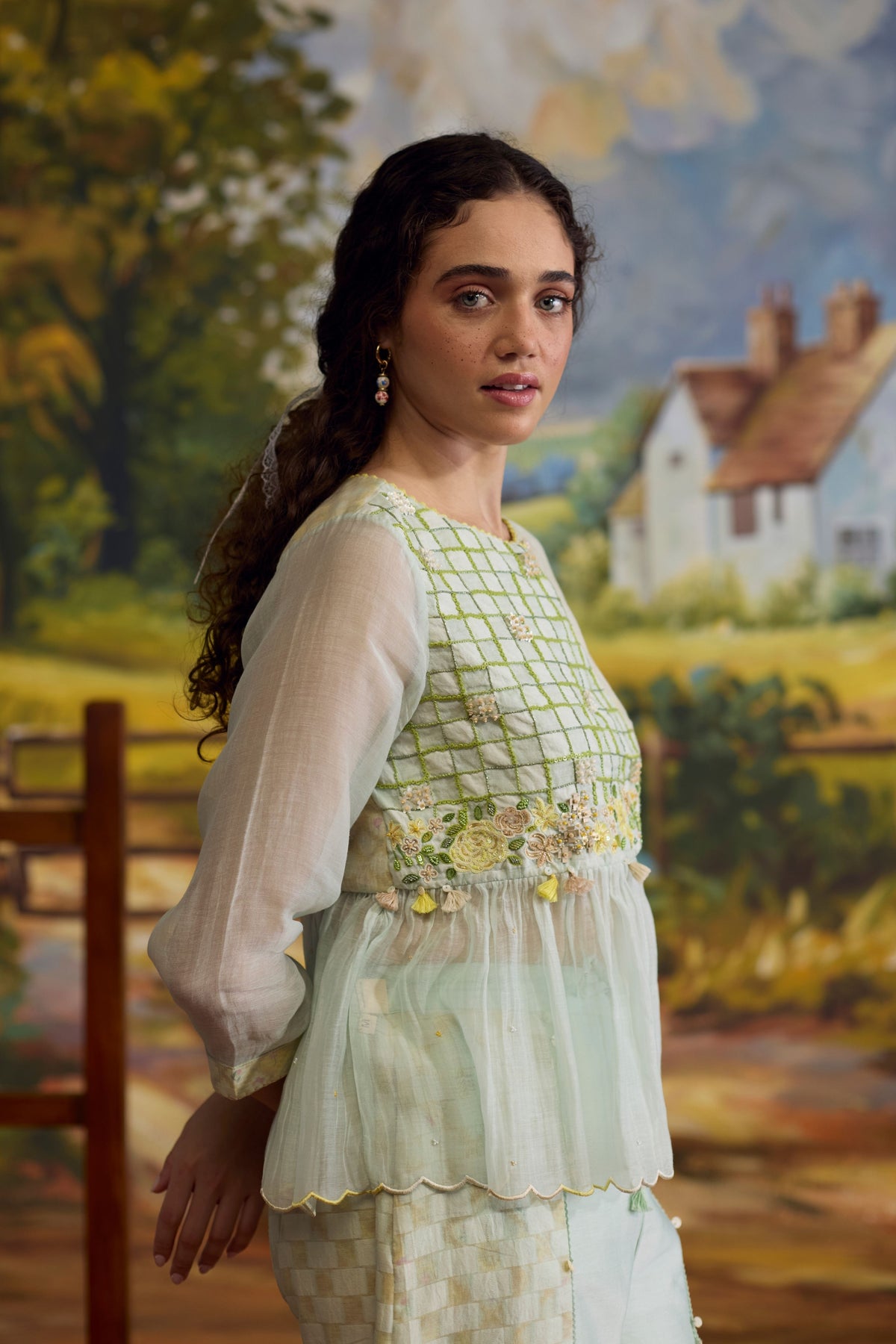 Meadow Chanderi Top