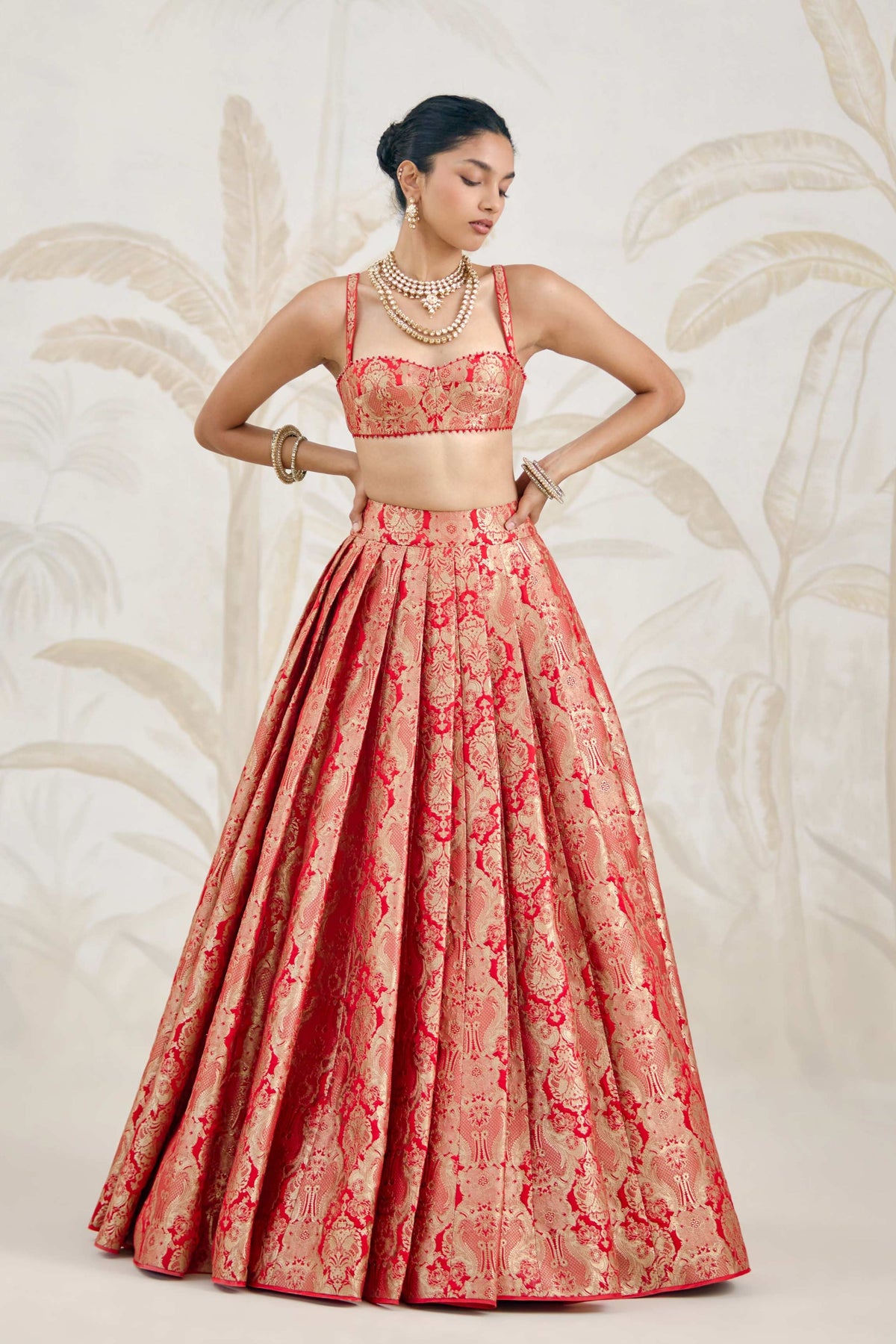 Ribbon Red Lehenga Set