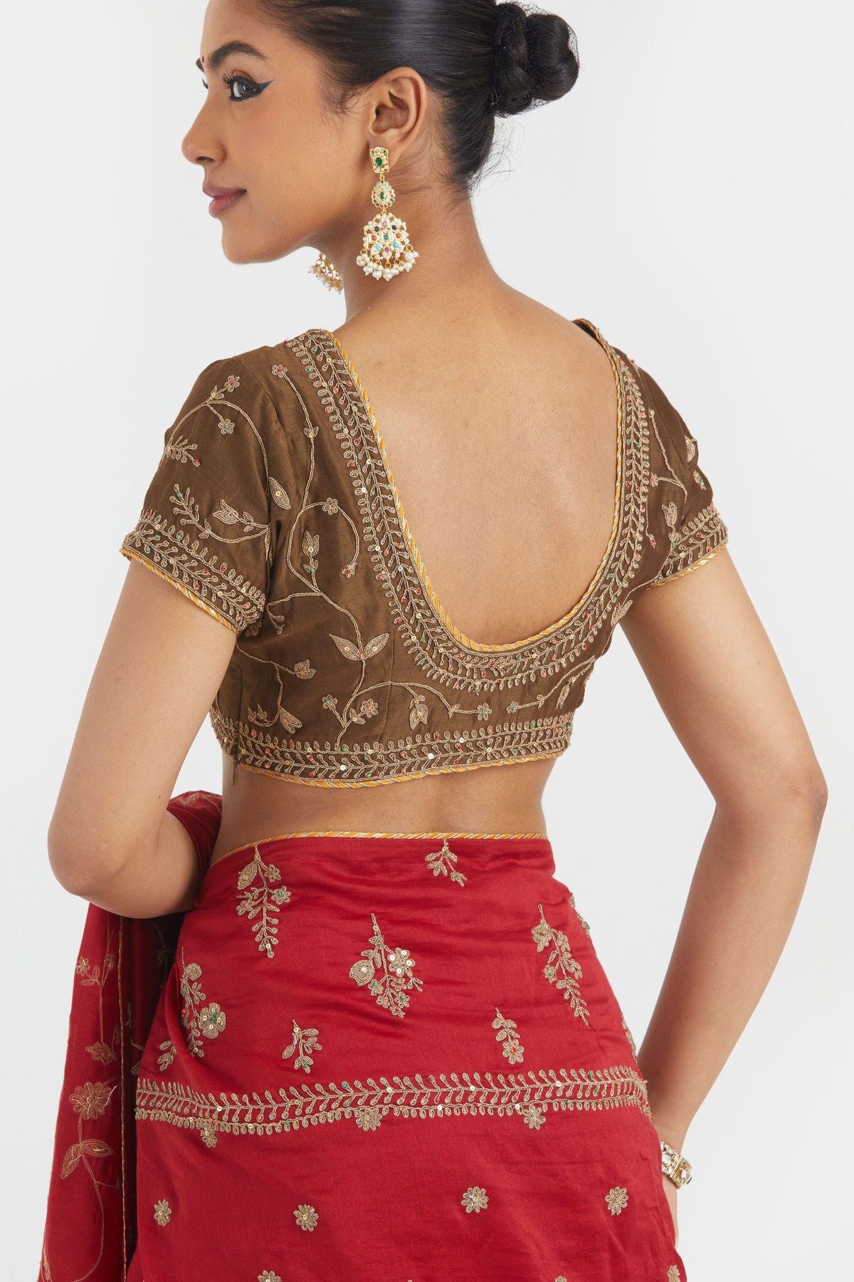 Bright Red Saree Set