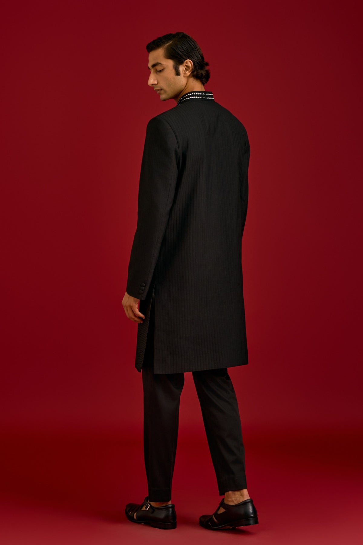Black Mirror Work Sherwani Set