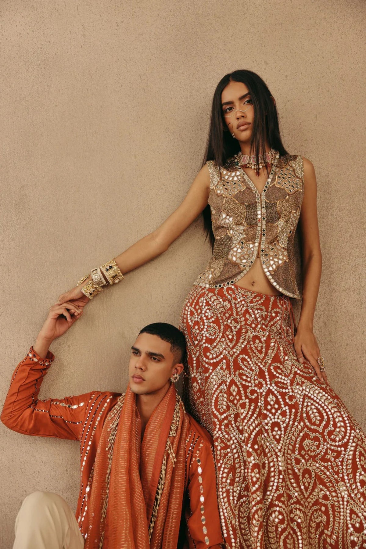 Rust Zari Lehenga Set