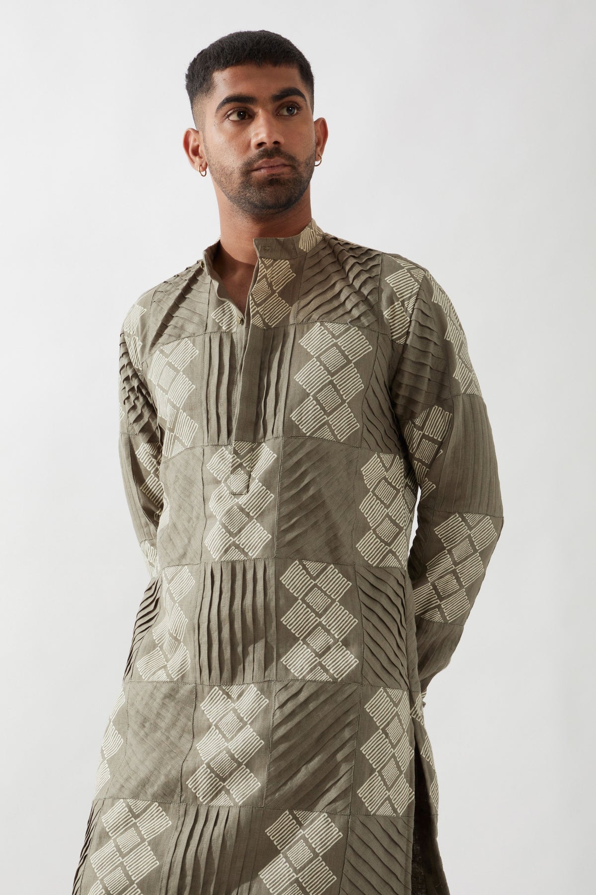 Ezra Barbed Olive Kurta Set