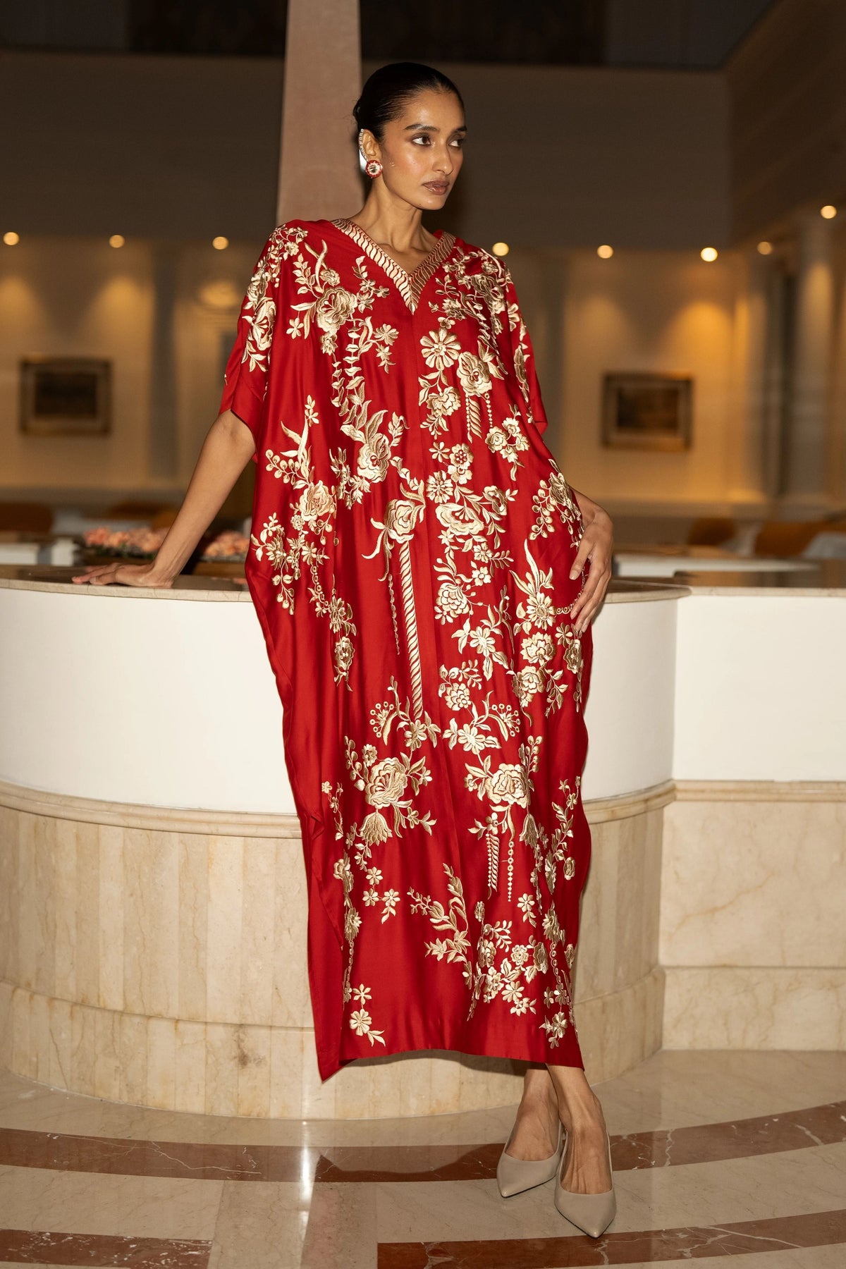 Gara Stitch Kaftan Dress