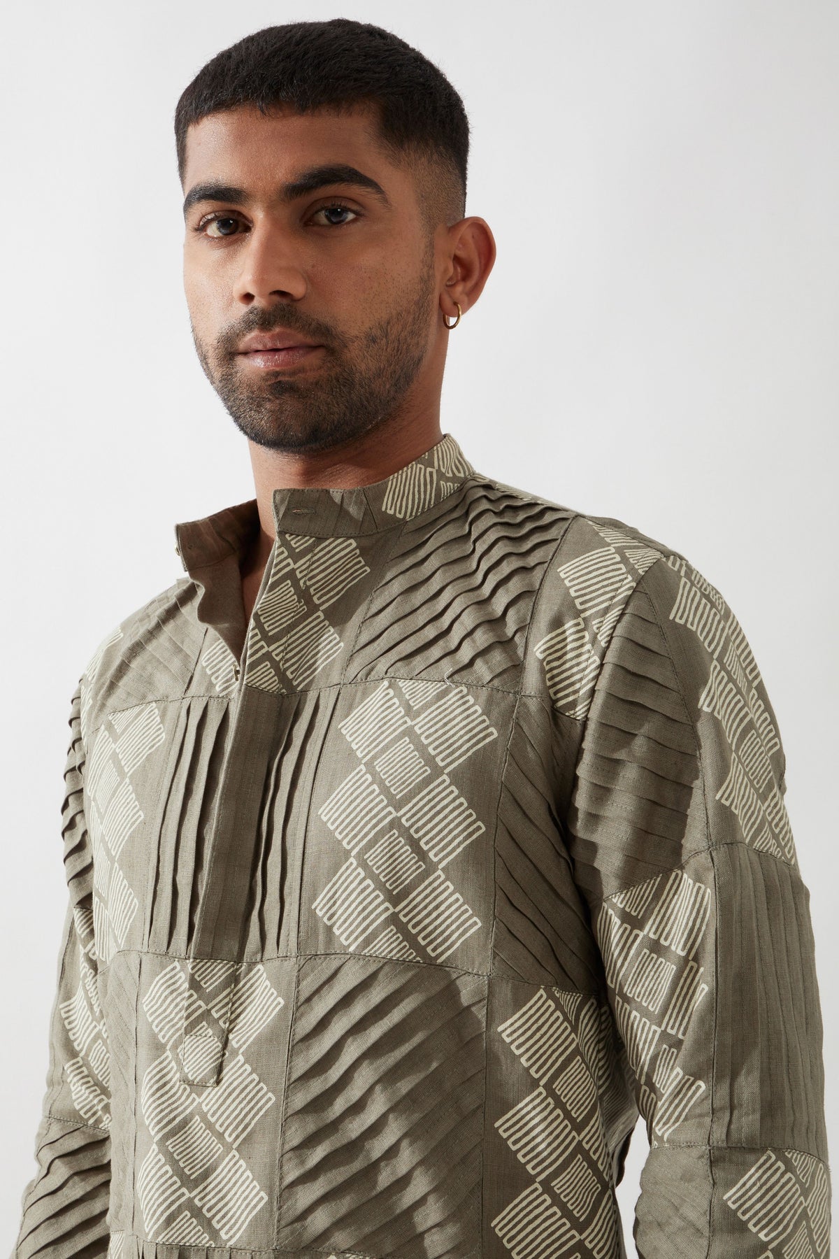 Ezra Barbed Olive Kurta Set