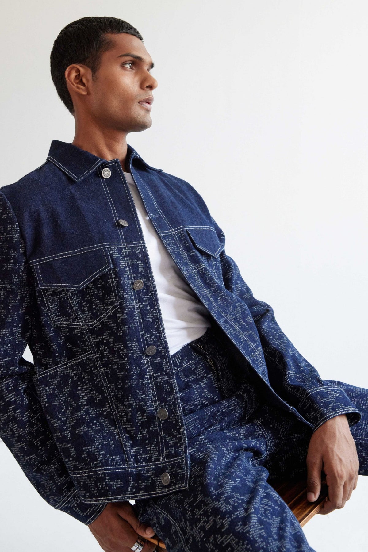 Camo Block Print Denim Jacket