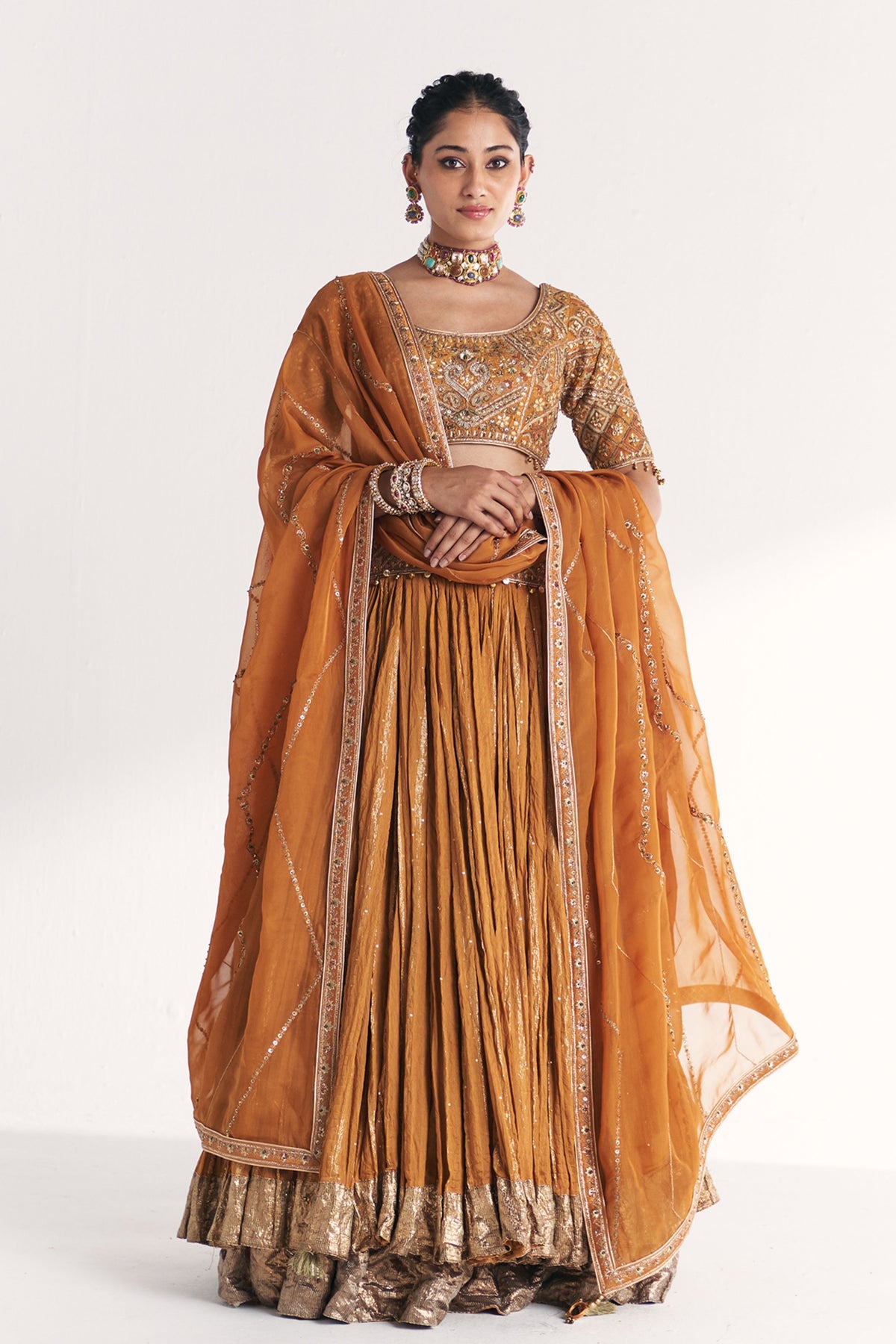 Sunheri Mustard Lehenga