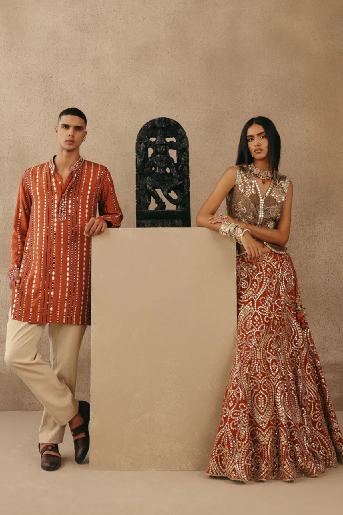 Rust Zari Lehenga Set