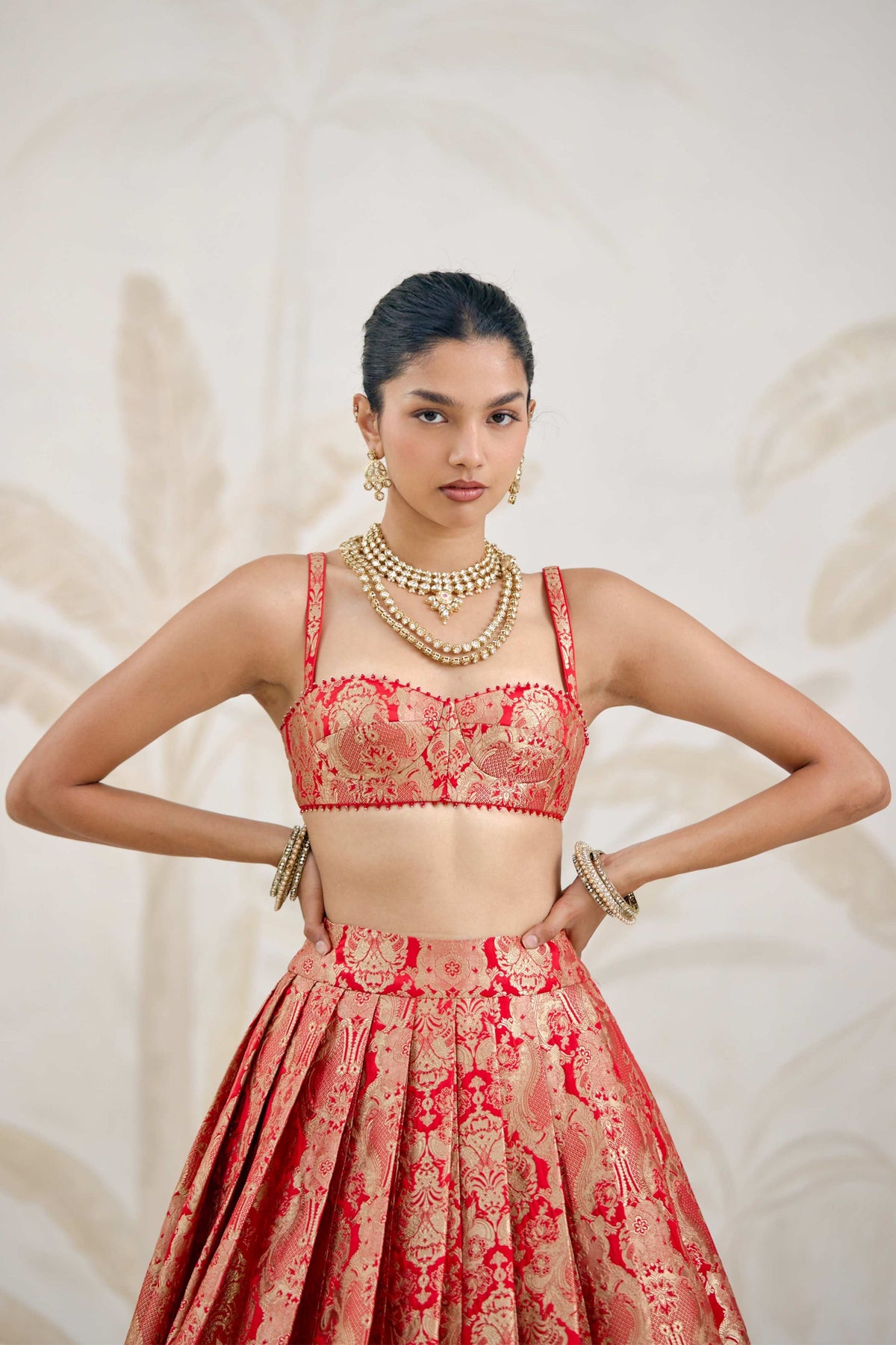 Ribbon Red Lehenga Set