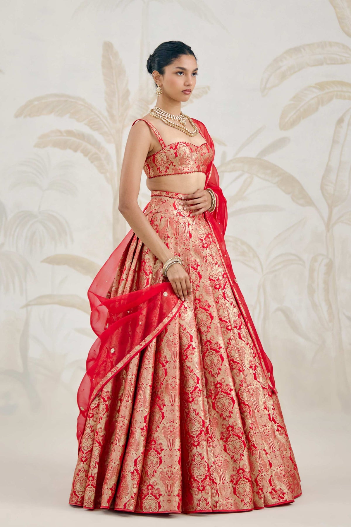 Ribbon Red Lehenga Set