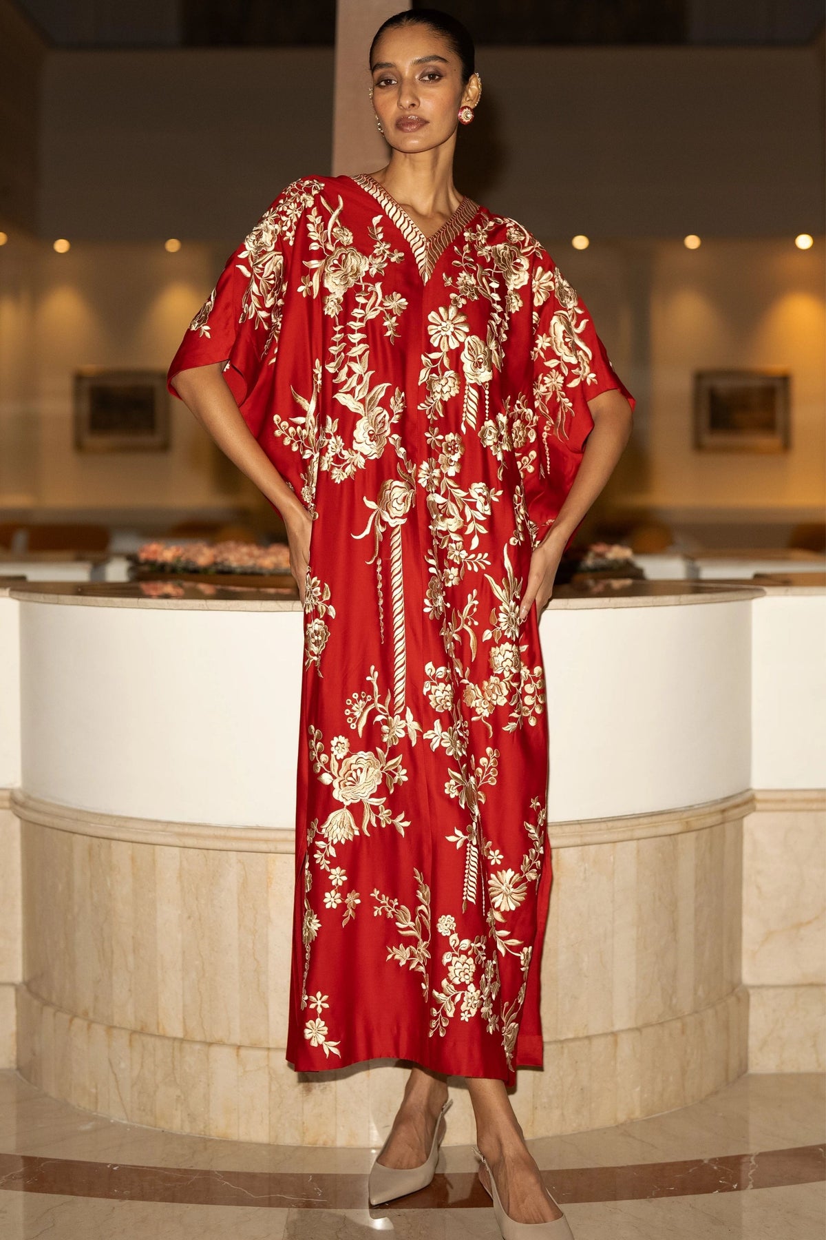 Gara Stitch Kaftan Dress