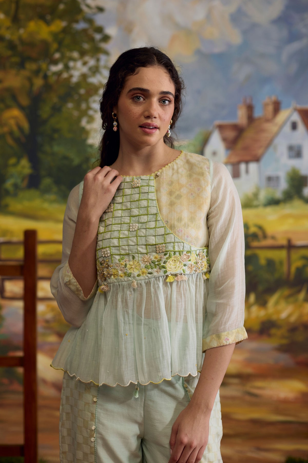 Meadow Chanderi Top