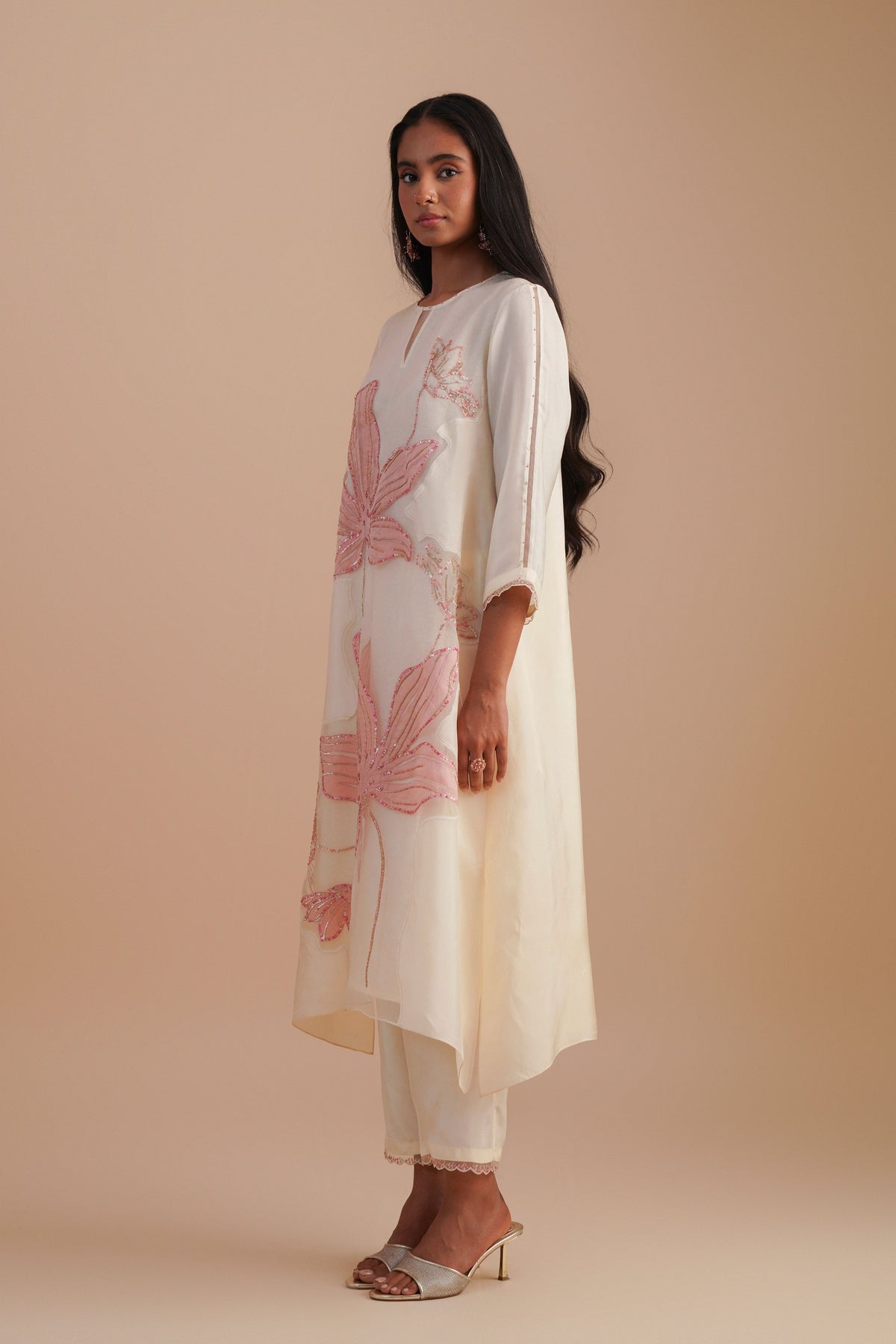 Organza Ecru Kurta Set