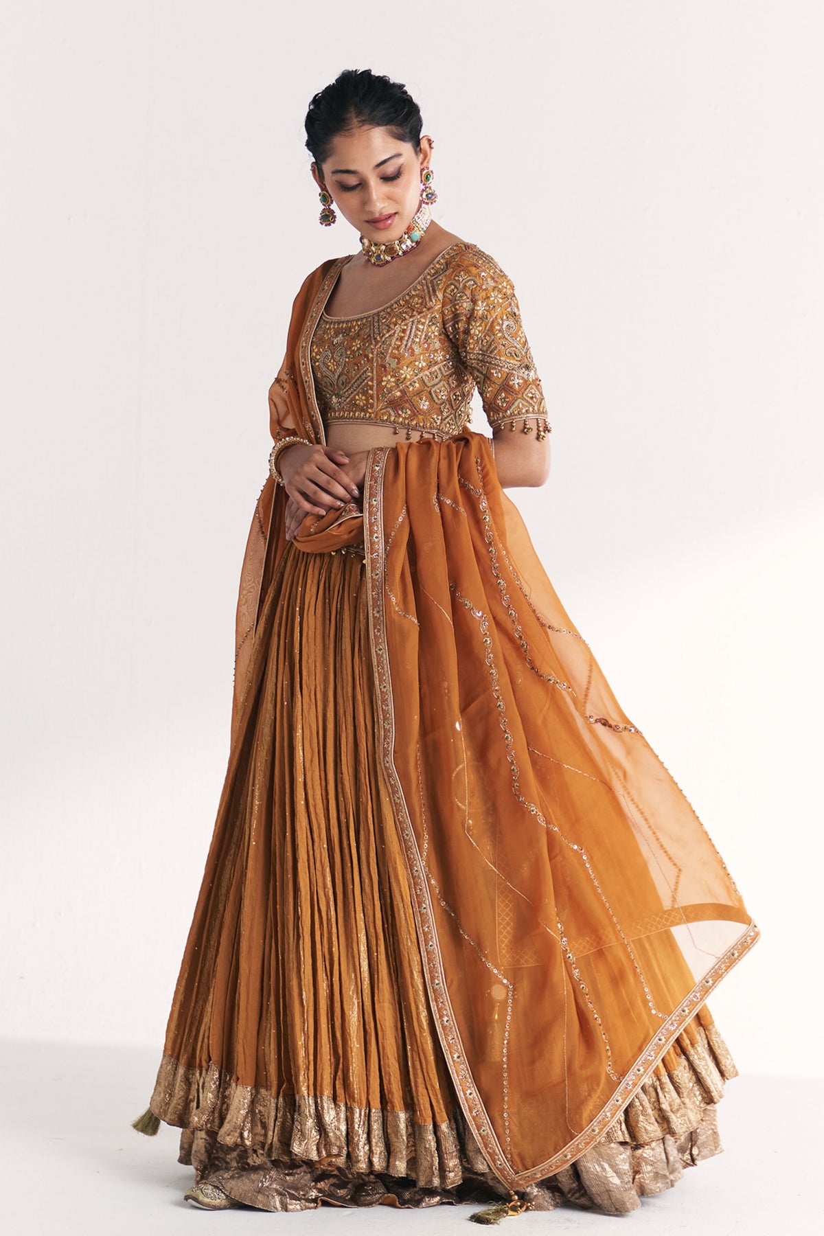 Sunheri Mustard Lehenga