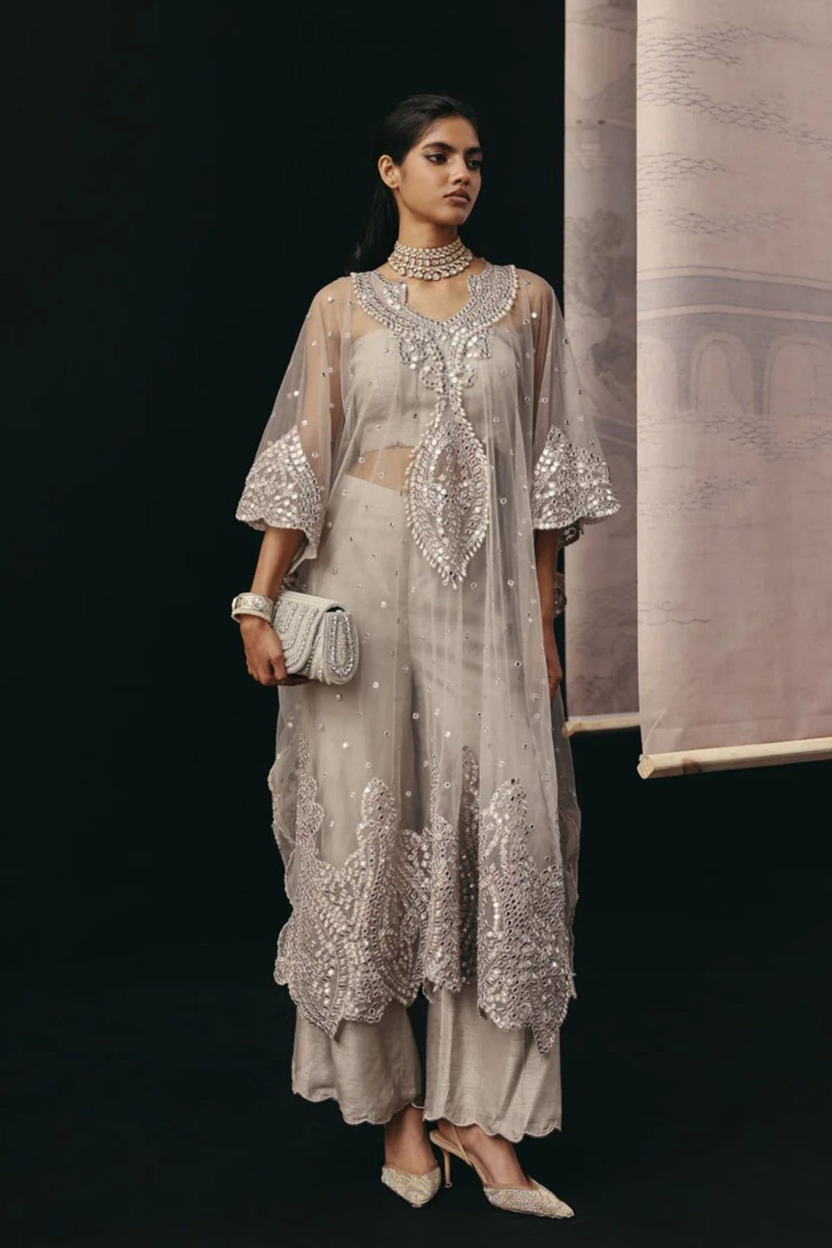 Silver Zari Kaftan