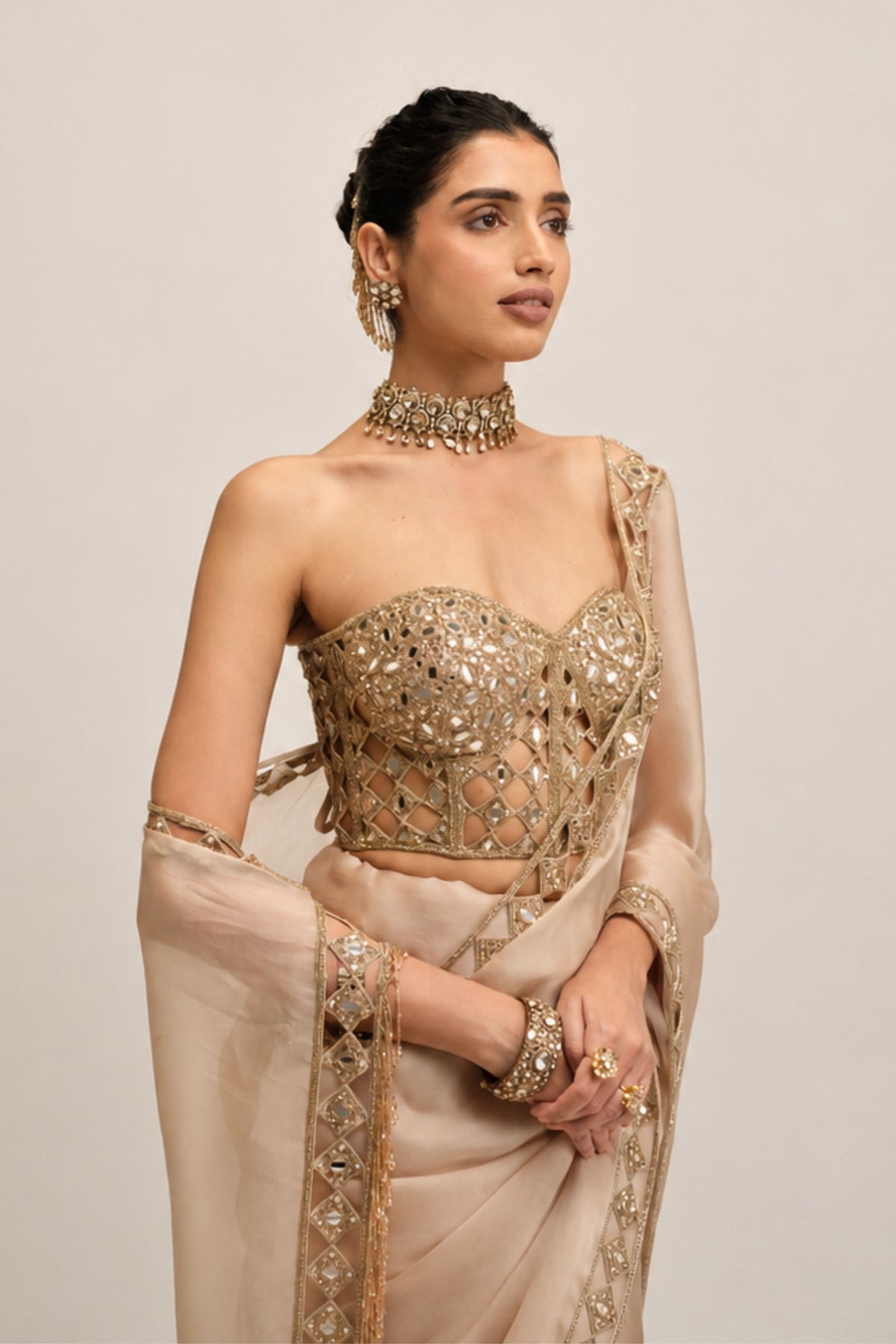 Modern Border Saree Set