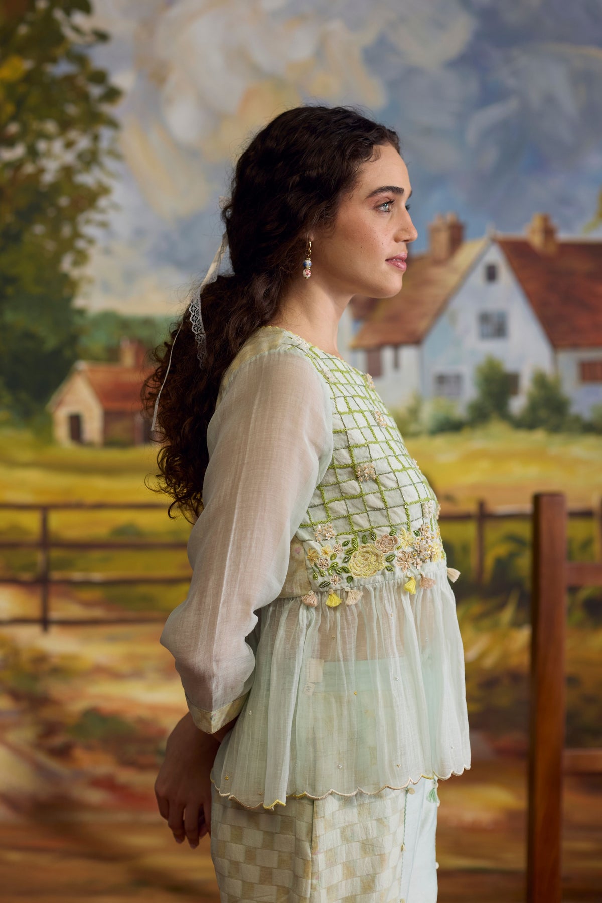 Meadow Chanderi Top