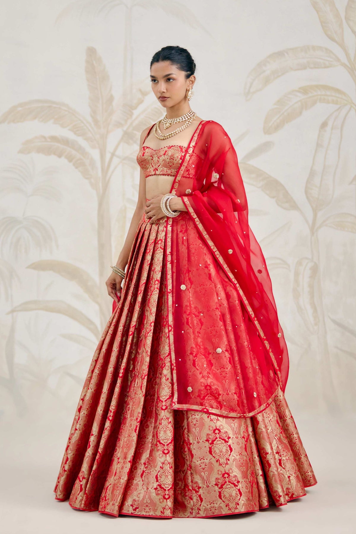 Ribbon Red Lehenga Set
