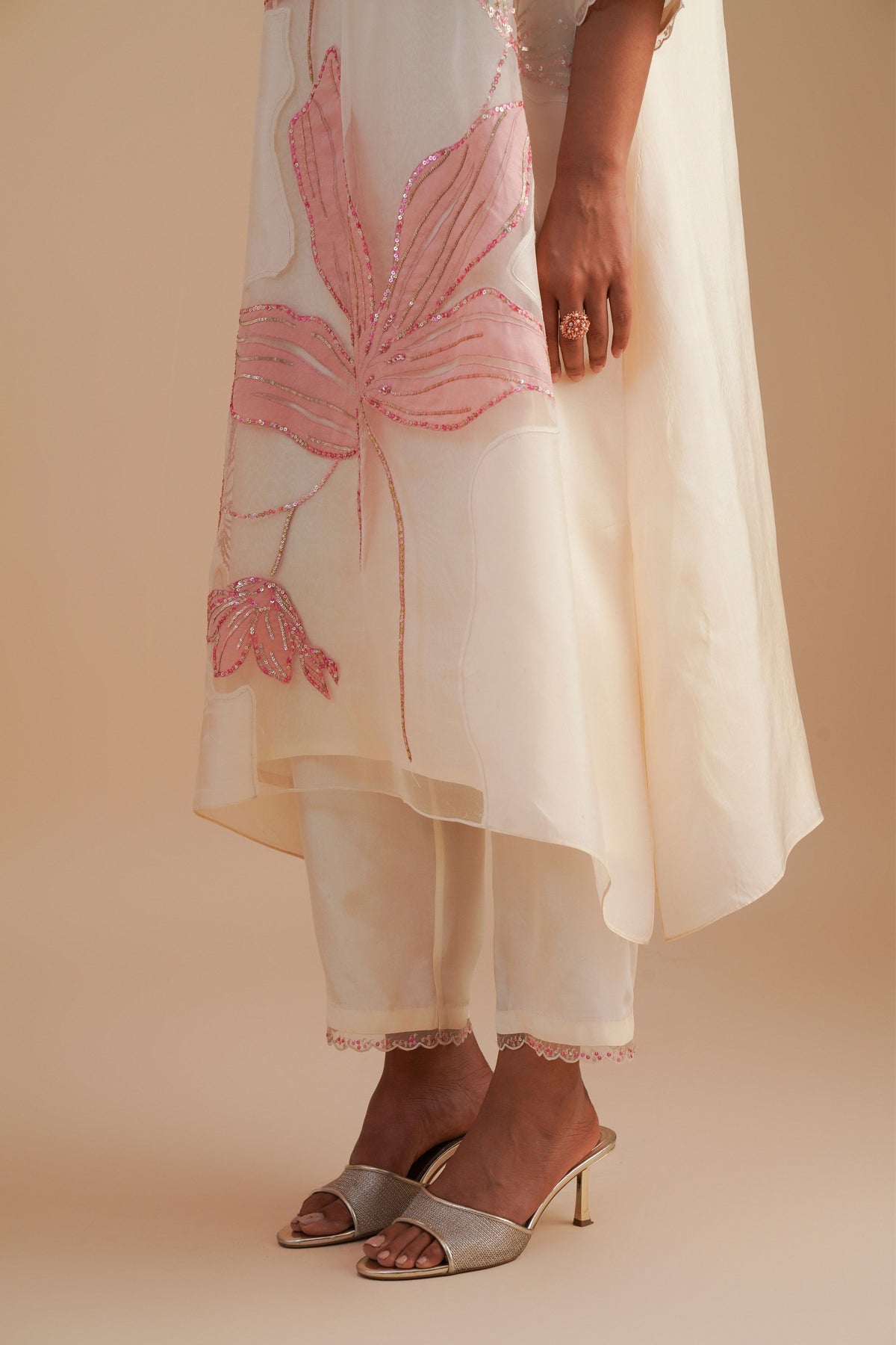 Organza Ecru Kurta Set