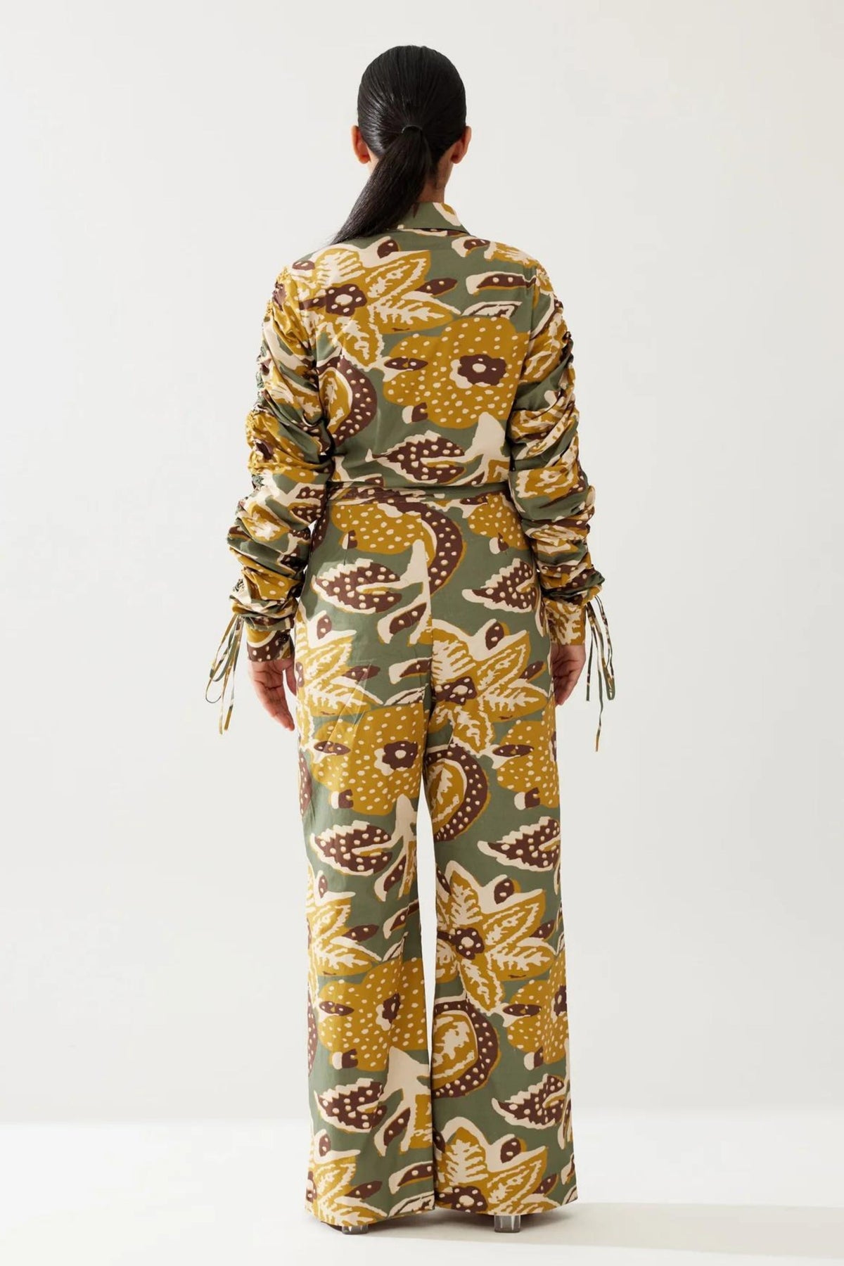 Olive And Mustard Floral Pants