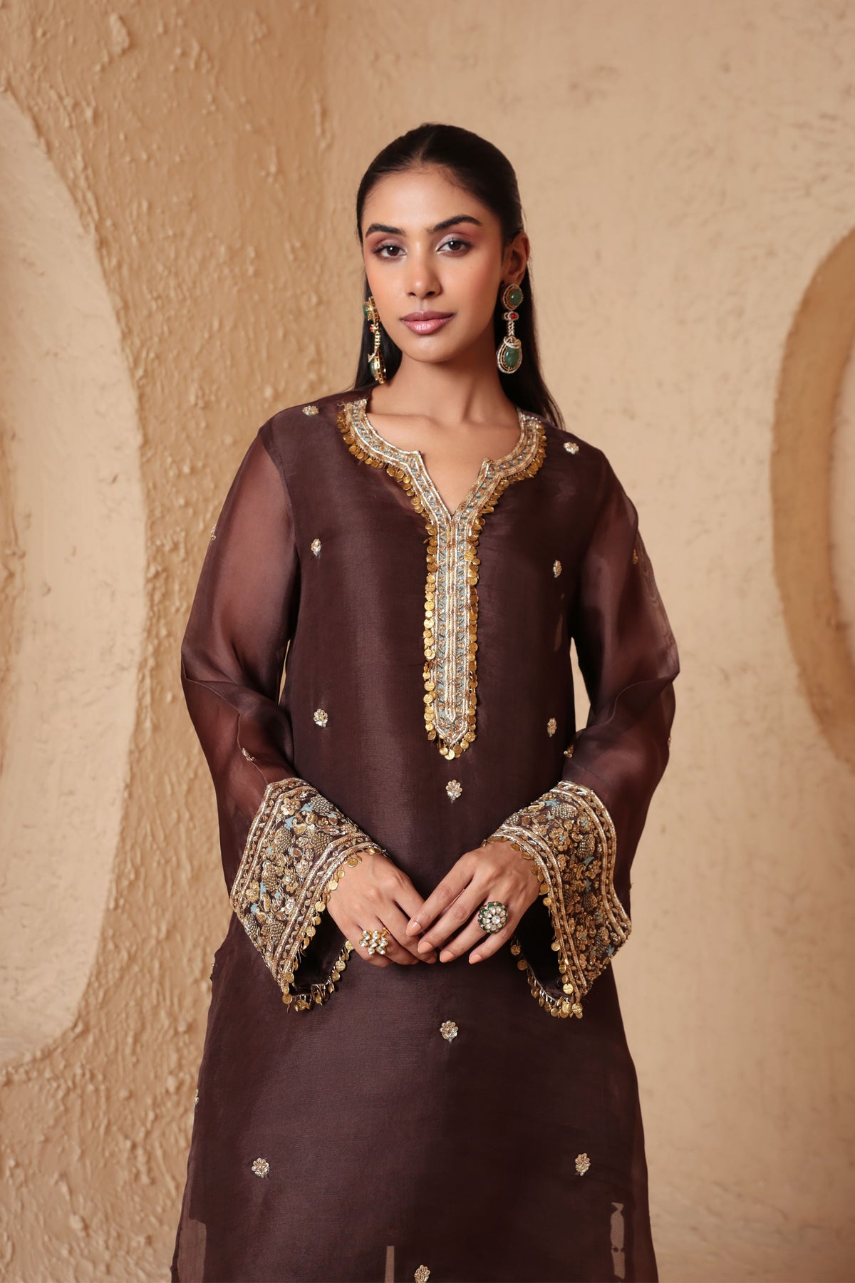 Brown Short Kurta Set