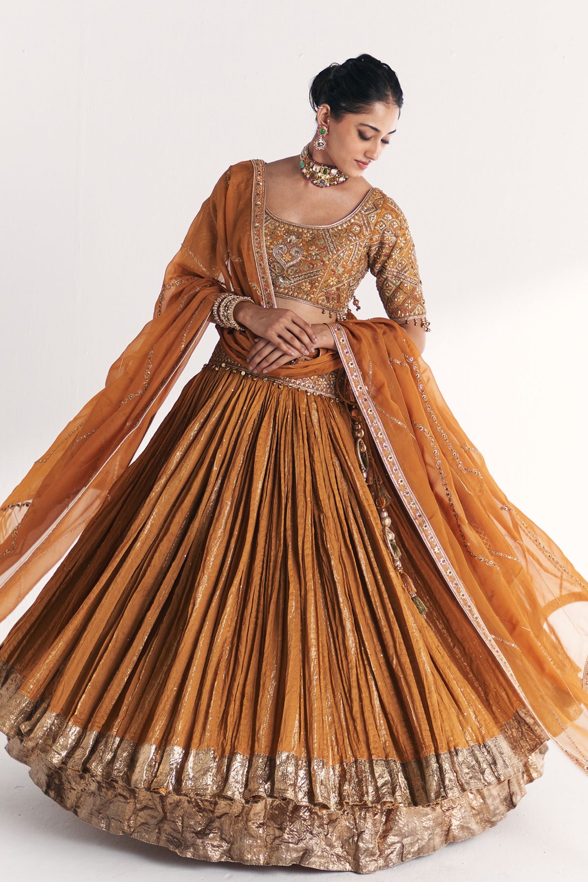 Sunheri Mustard Lehenga
