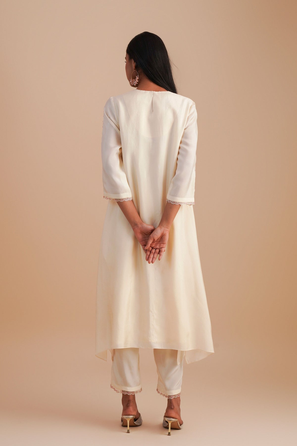 Organza Ecru Kurta Set