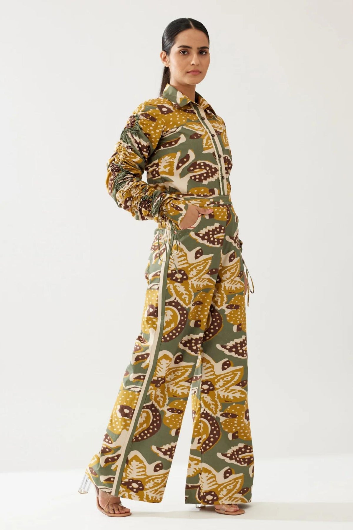 Olive And Mustard Floral Pants