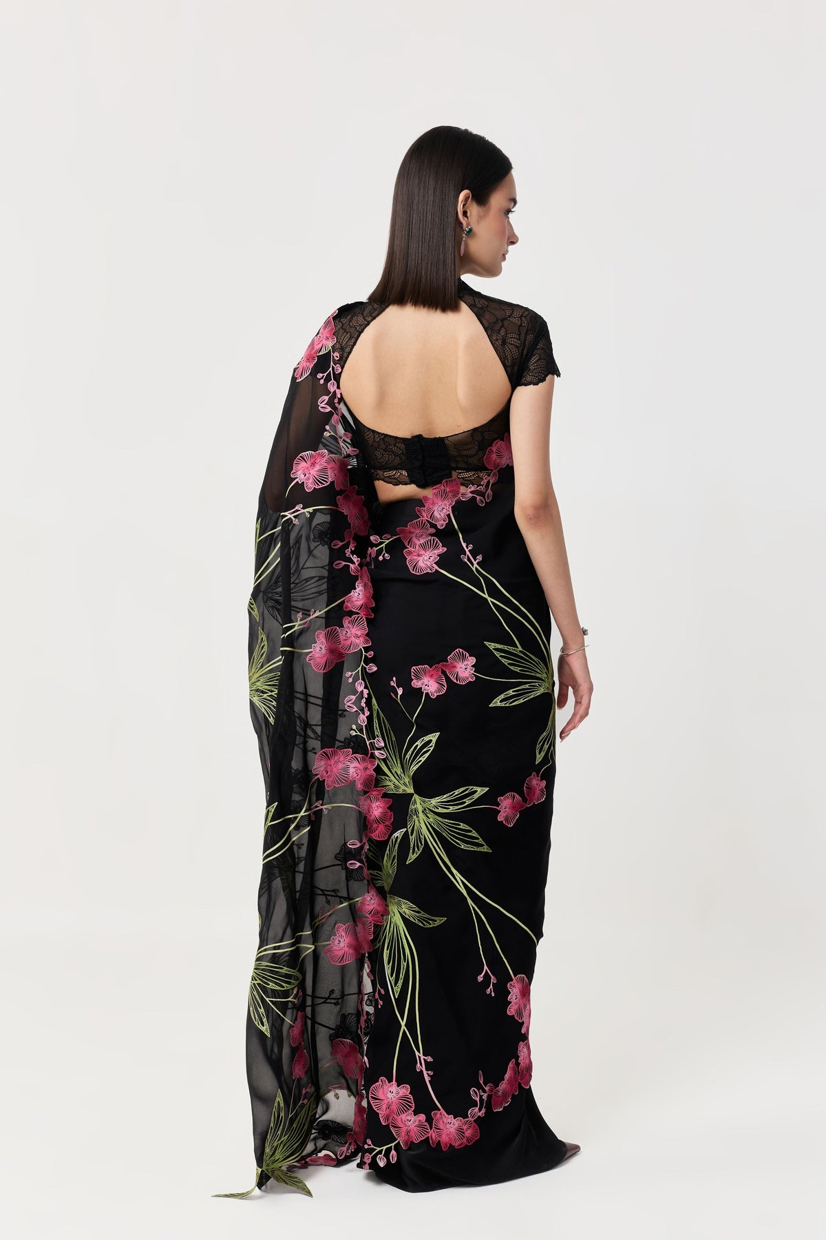 Wild Orchid Prestitched Saree Set