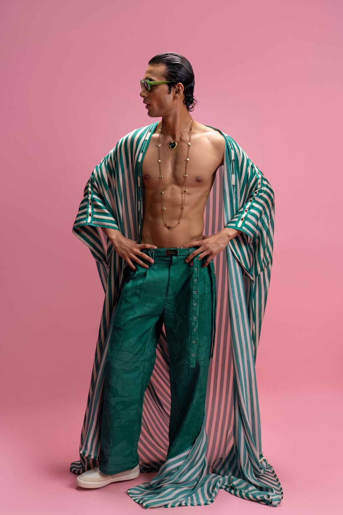 Striped Cape With Trousers