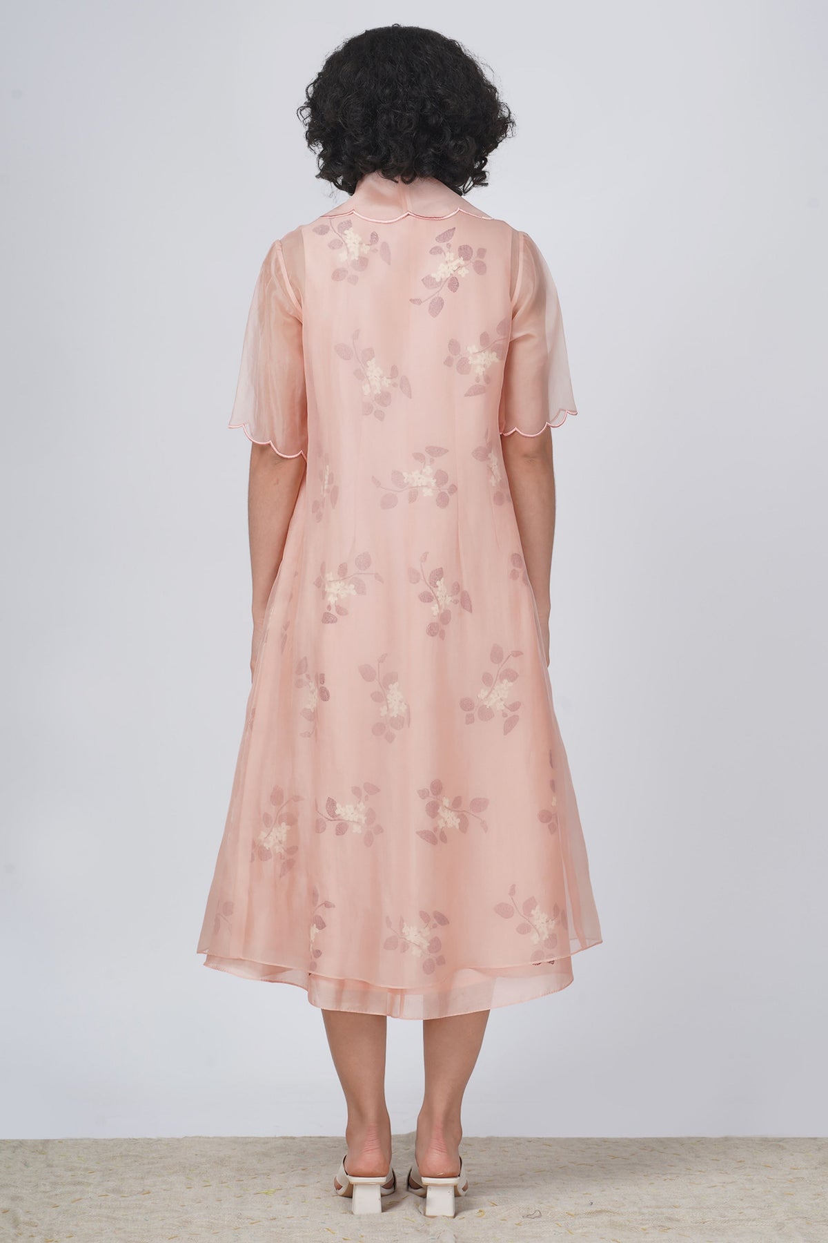 Old Rose Scalloped Collar Dress