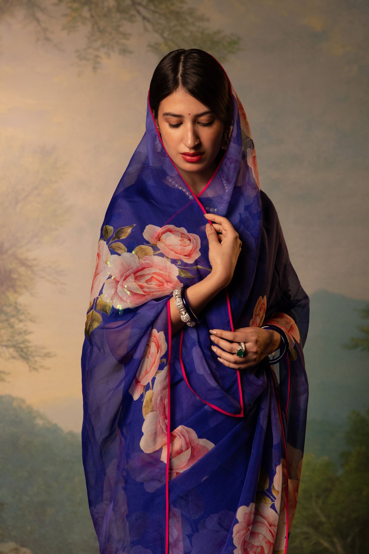 Ophelia Printed French Chiffon Saree