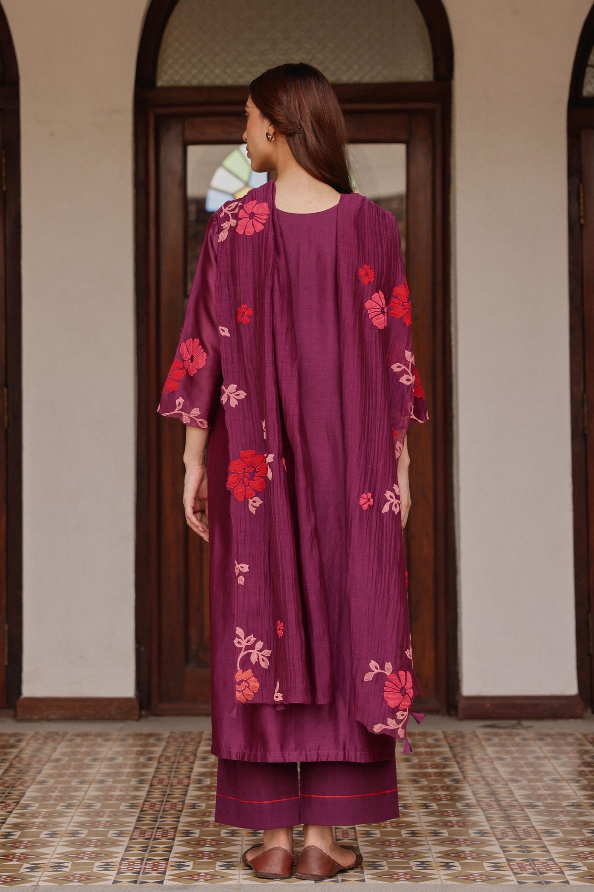 Amethyst Applique Floral Kurta Set