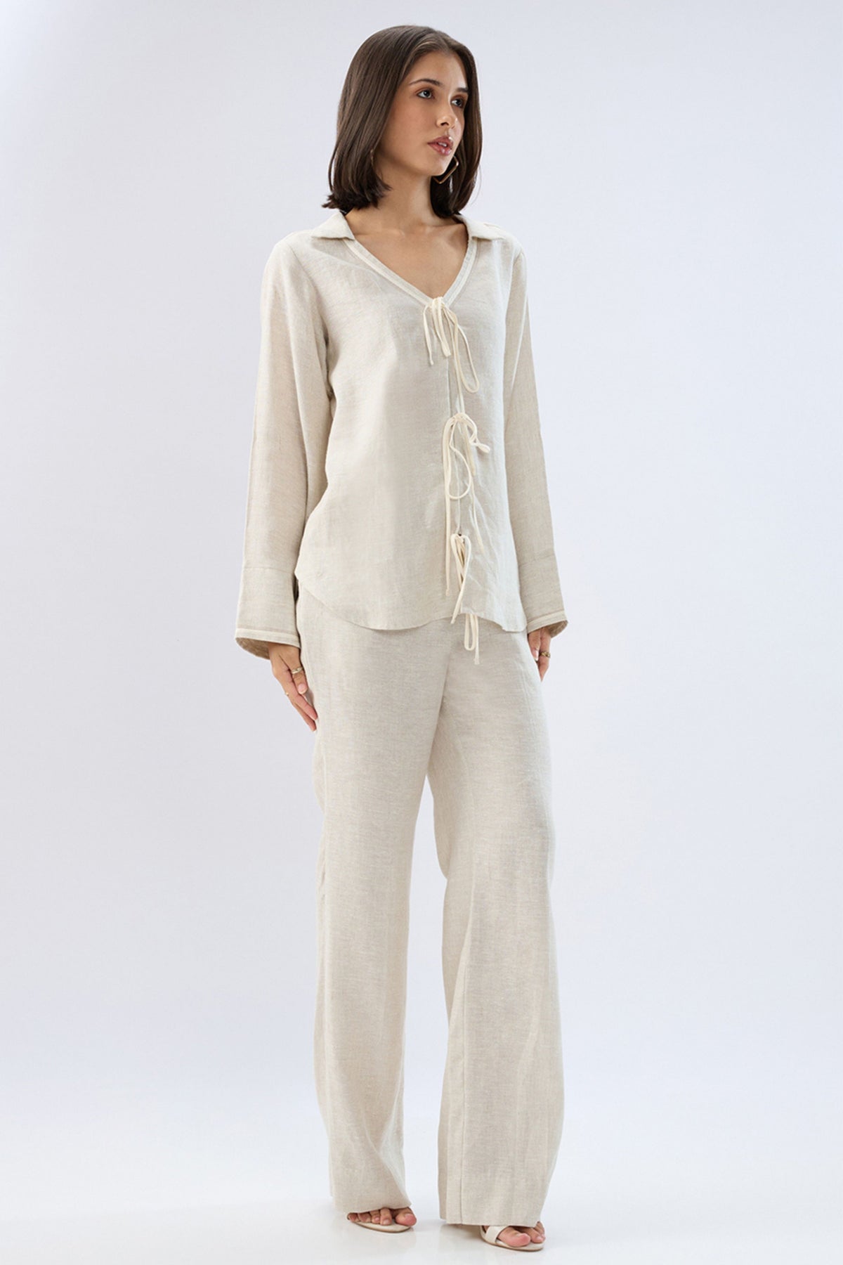Beige Tie-up Co-ord Set