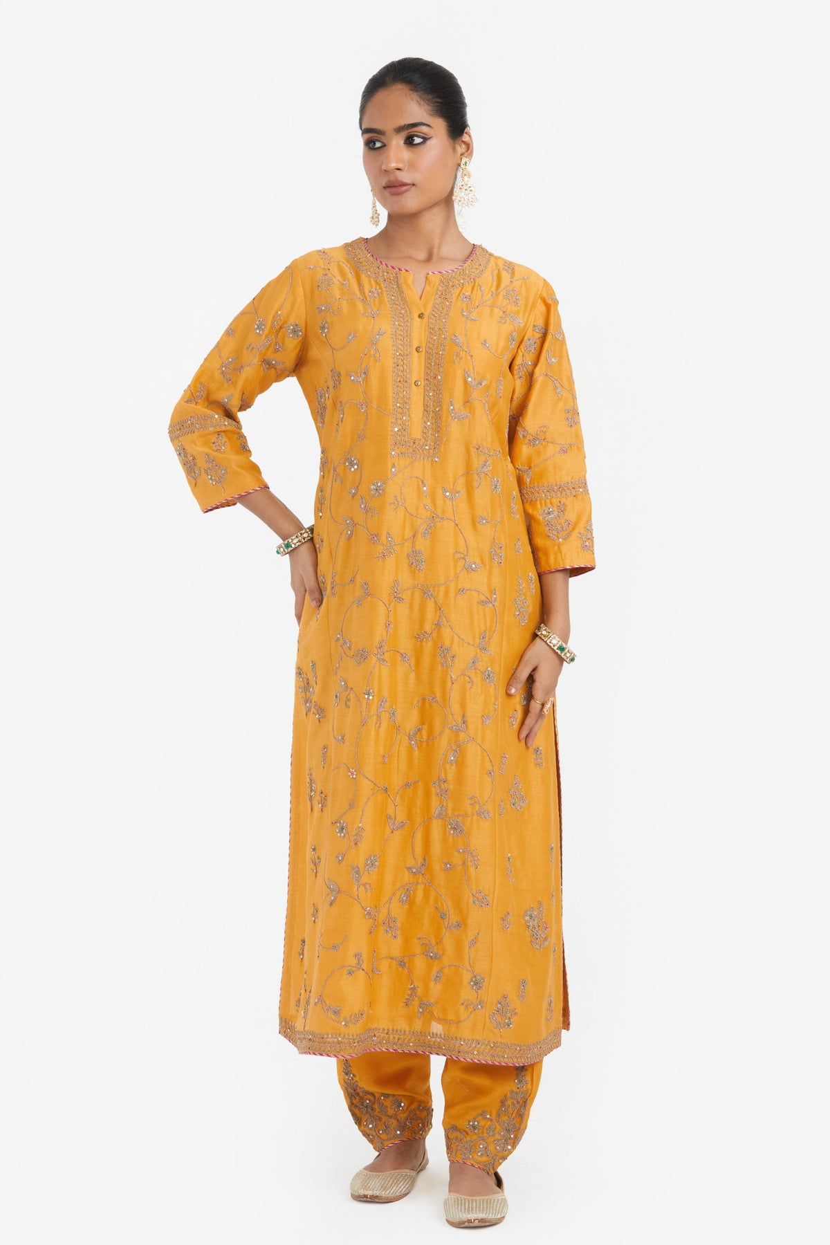 Deep Yellow Chanderi Kurta Set