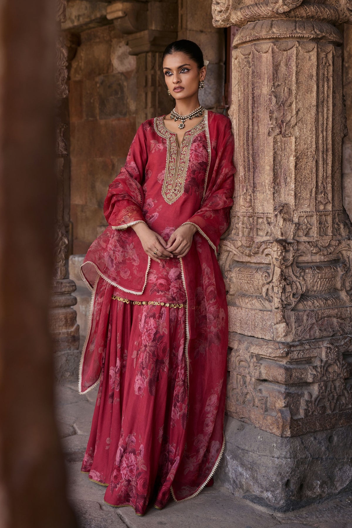 Gulbagh Coral Sharara Set