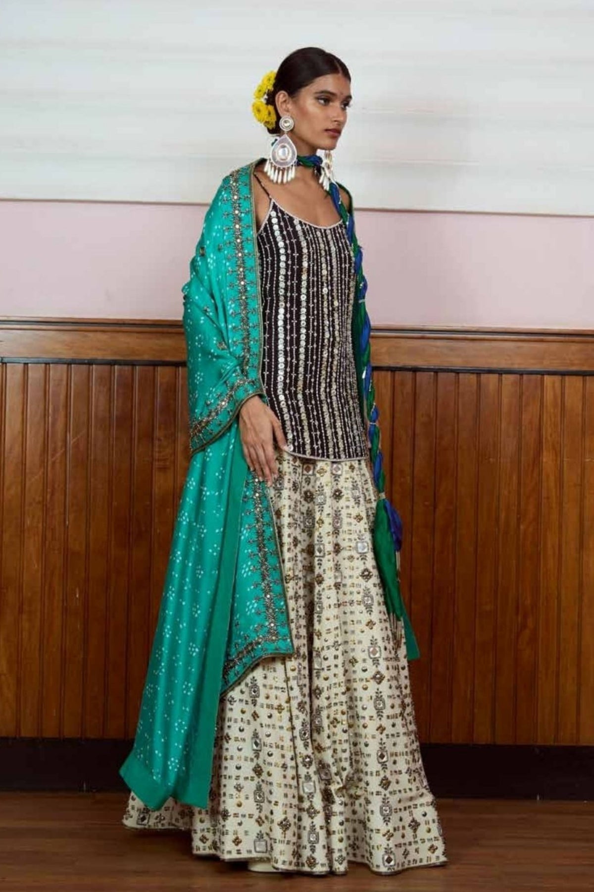Madhubala Emerald Navy Lehenga Set