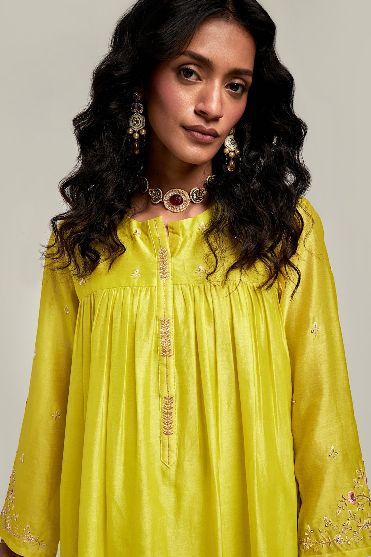 Lime Short Kurta Set