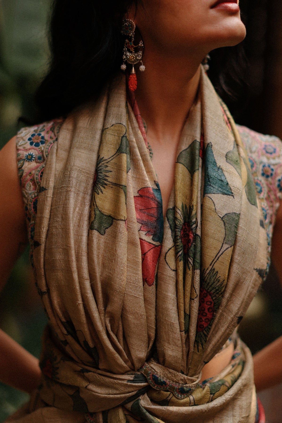 Copper Kalam Saree Set